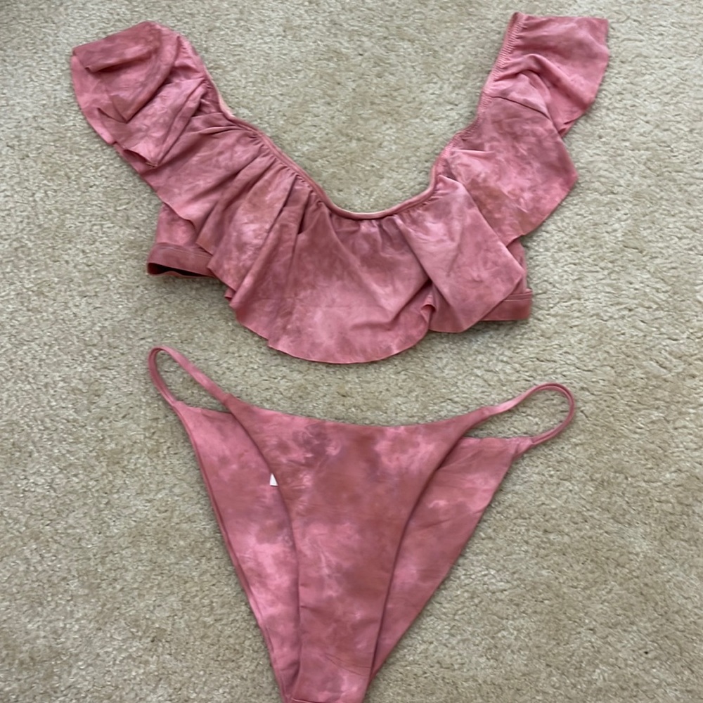 Blue Life Pink Ruffle Bikini Set
